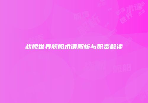 战舰世界舰船术语解析与职责解读