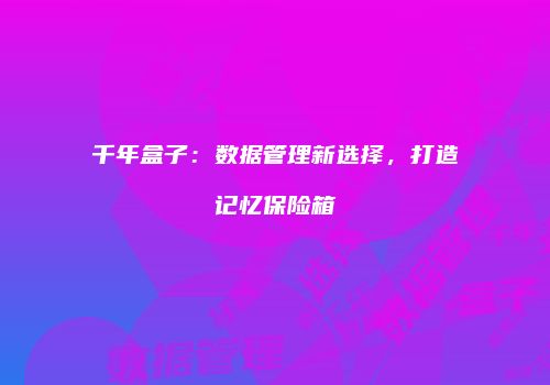 千年盒子：数据管理新选择，打造记忆保险箱
