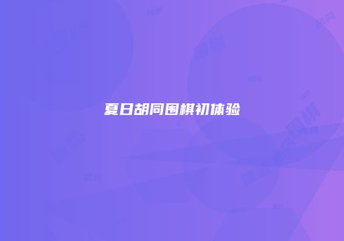 夏日胡同围棋初体验