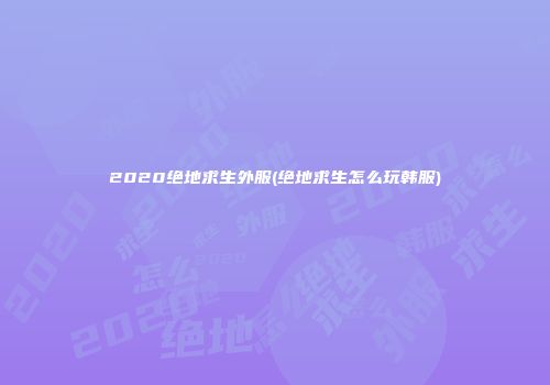 2020绝地求生外服(绝地求生怎么玩韩服)