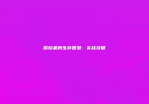 探险者的生存智慧：实战攻略
