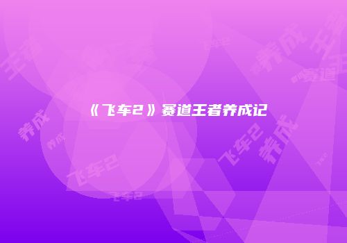 《飞车2》赛道王者养成记