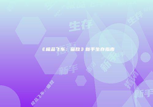 《极品飞车：宿敌》新手生存指南