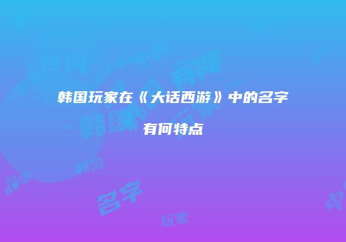 韩国玩家在《大话西游》中的名字有何特点