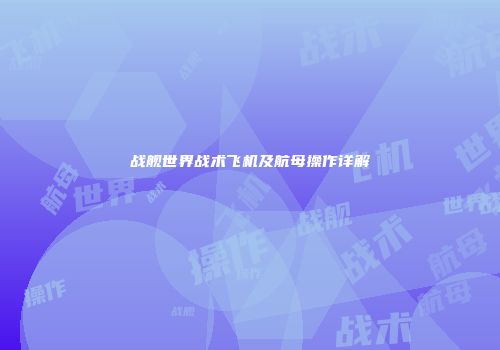 战舰世界战术飞机及航母操作详解