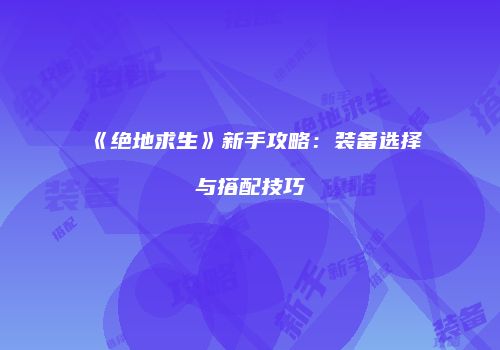 《绝地求生》新手攻略：装备选择与搭配技巧