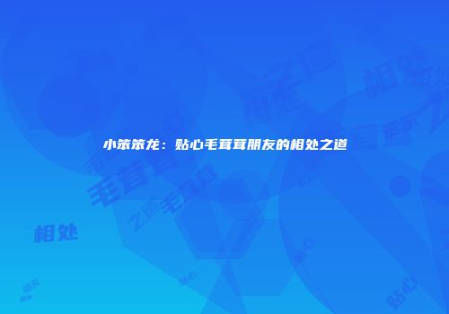 小笨笨龙：贴心毛茸茸朋友的相处之道