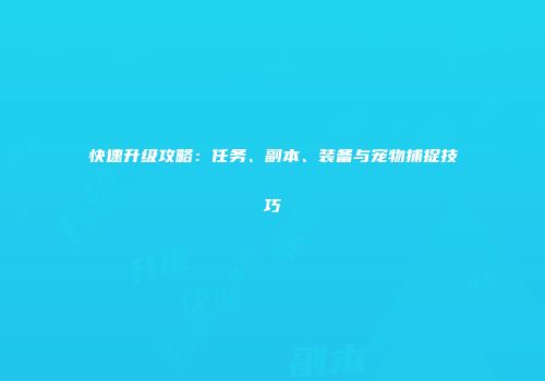 快速升级攻略：任务、副本、装备与宠物捕捉技巧