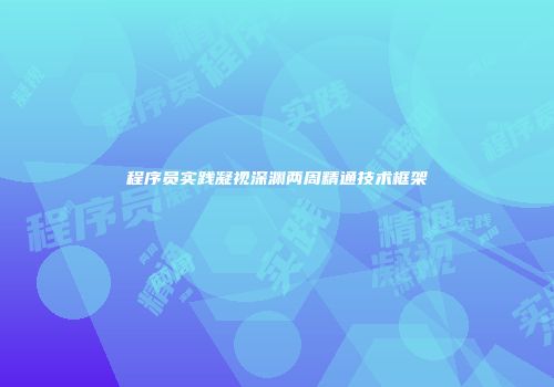 程序员实践凝视深渊两周精通技术框架