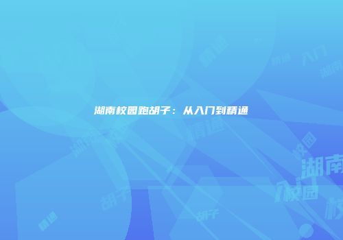湖南校园跑胡子：从入门到精通