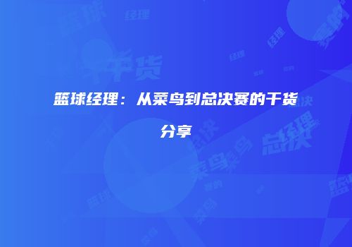 篮球经理：从菜鸟到总决赛的干货分享
