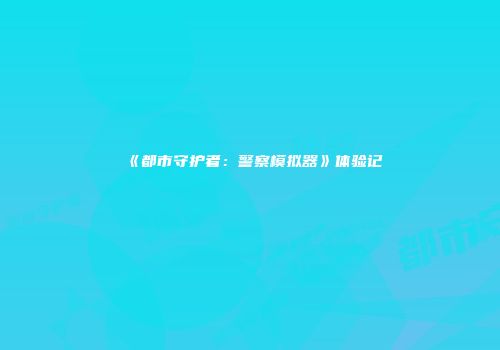 《都市守护者：警察模拟器》体验记