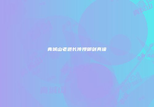 青城山老道长传授御剑真谛