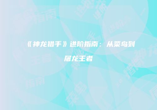 《神龙猎手》进阶指南：从菜鸟到屠龙王者