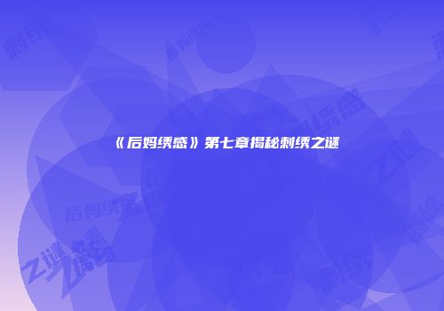 《后妈绣感》第七章揭秘刺绣之谜