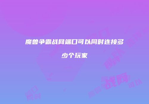 魔兽争霸战网端口可以同时连接多少个玩家