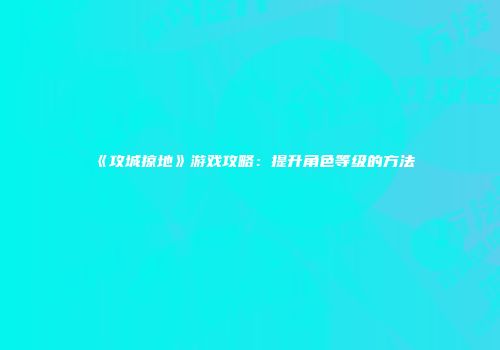 《攻城掠地》游戏攻略：提升角色等级的方法