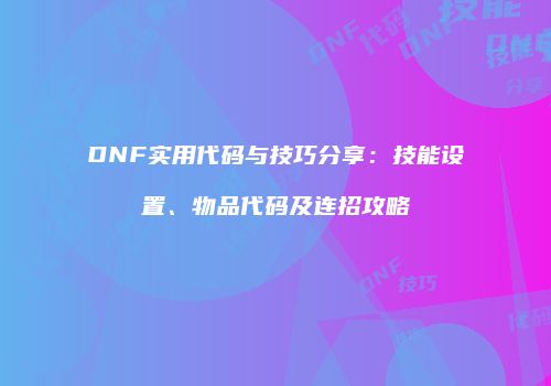 DNF实用代码与技巧分享：技能设置、物品代码及连招攻略