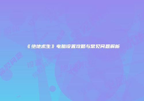 《绝地求生》电脑设置攻略与常见问题解析