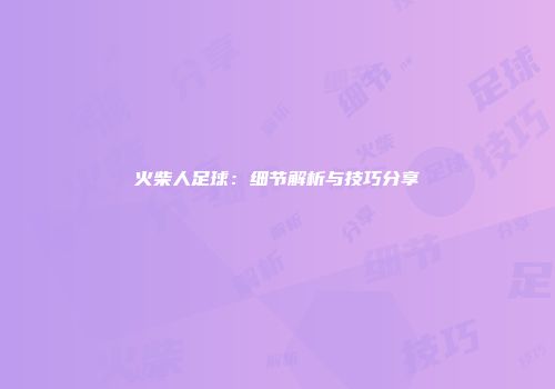 火柴人足球：细节解析与技巧分享