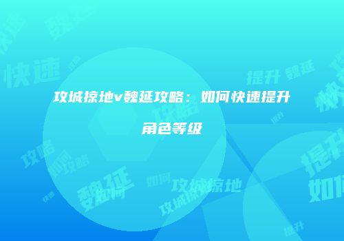 攻城掠地v魏延攻略：如何快速提升角色等级