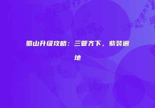 蜀山升级攻略：三管齐下，紫装遍地
