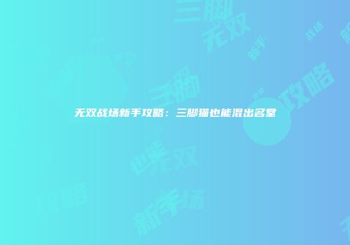 无双战场新手攻略：三脚猫也能混出名堂