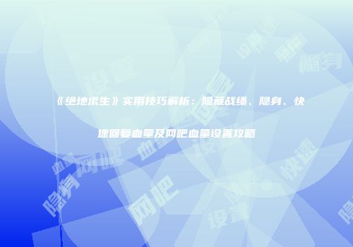 《绝地求生》实用技巧解析：隐藏战绩、隐身、快速回复血量及网吧血量设置攻略