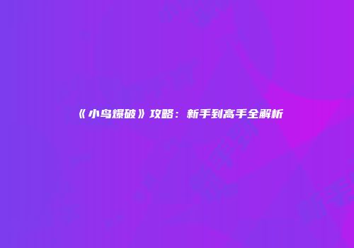 《小鸟爆破》攻略：新手到高手全解析