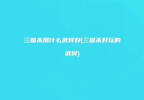 三国杀用什么武将好(三国杀好玩的武将)