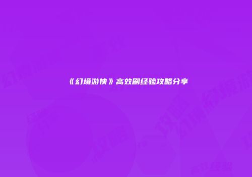 《幻境游侠》高效刷经验攻略分享