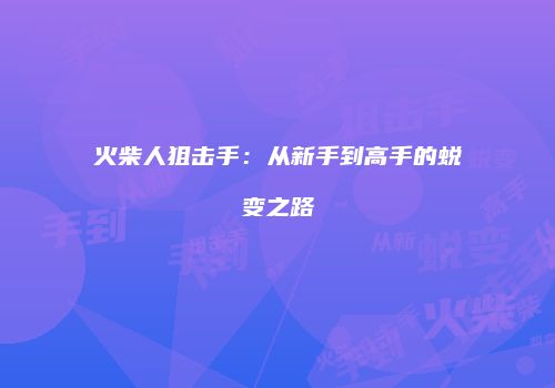 火柴人狙击手：从新手到高手的蜕变之路