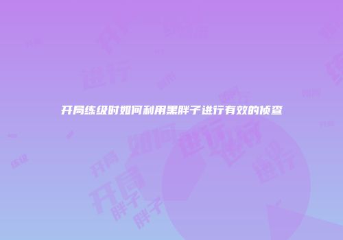 开局练级时如何利用黑胖子进行有效的侦查