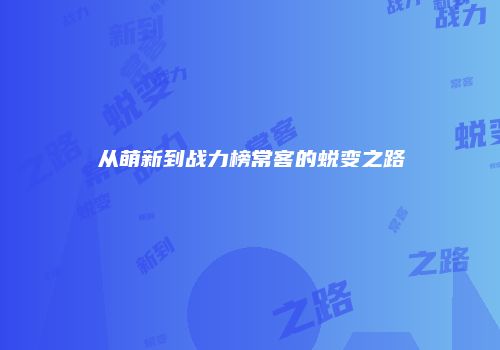 从萌新到战力榜常客的蜕变之路