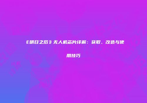 《明日之后》无人机芯片详解：获取、改造与使用技巧