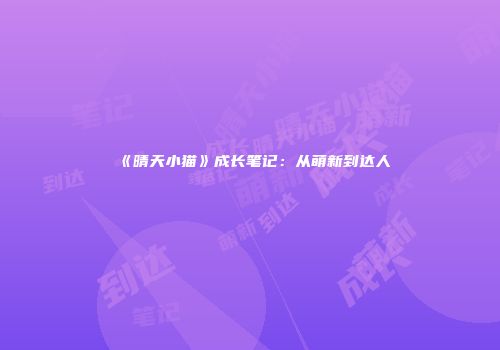 《晴天小猫》成长笔记：从萌新到达人