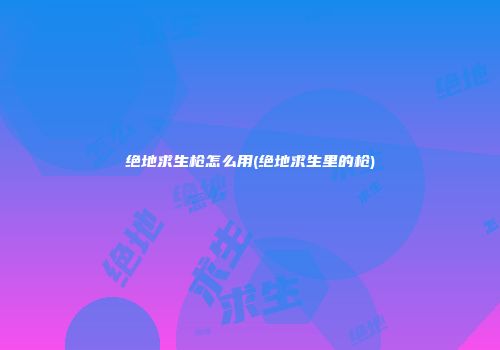 绝地求生枪怎么用(绝地求生里的枪)