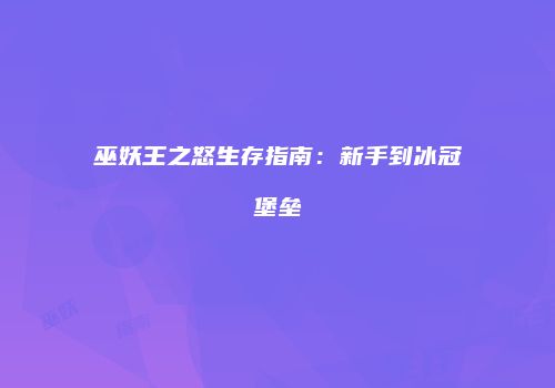 巫妖王之怒生存指南：新手到冰冠堡垒