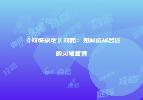 《攻城掠地》攻略：如何选择合适的灵龟套装