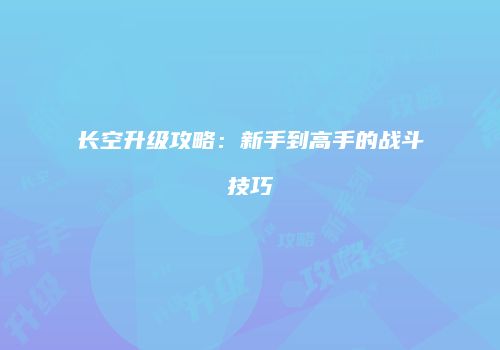 长空升级攻略：新手到高手的战斗技巧