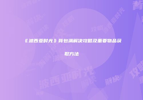 《波西亚时光》背包满解决攻略及重要物品获取方法