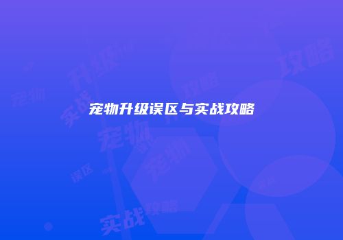 宠物升级误区与实战攻略