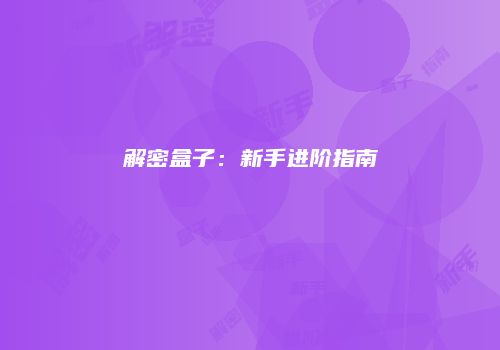 解密盒子：新手进阶指南