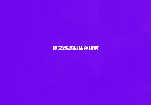 夜之城盗贼生存指南