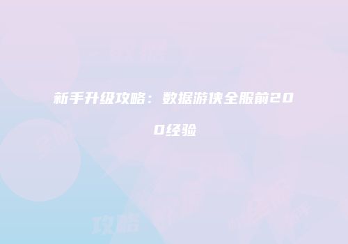 新手升级攻略：数据游侠全服前200经验