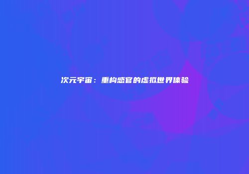 次元宇宙：重构感官的虚拟世界体验
