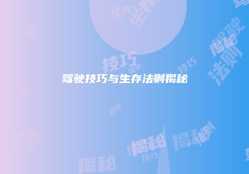 驾驶技巧与生存法则揭秘