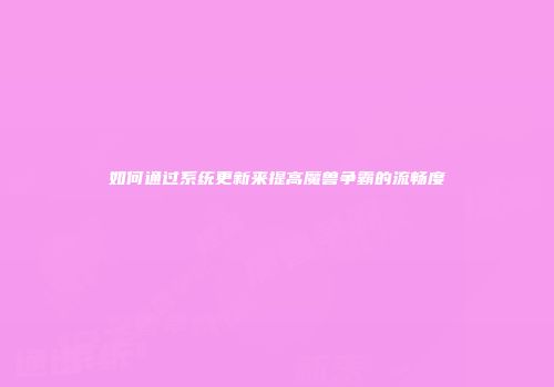 如何通过系统更新来提高魔兽争霸的流畅度