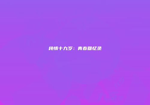 纯情十九岁：青春回忆录