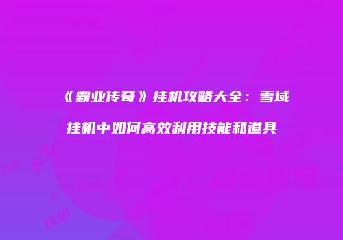 《霸业传奇》挂机攻略大全：雪域挂机中如何高效利用技能和道具